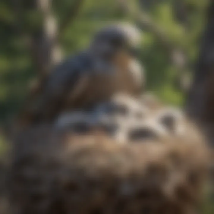 A Gray Hawk nest with chicks, highlighting its nesting habits.