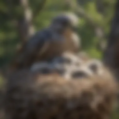 Gray Hawk Nesting Behavior A Gray Hawk nest with chicks, highlighting its nesting habits.