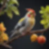 A colorful cockatiel perched on a branch