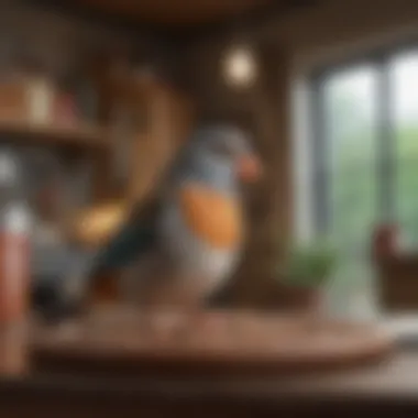 A pet bird in a cozy home environment