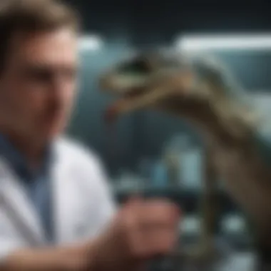Reptilian Venom and Its Medical Significance A medical professional studying reptilian venom in a laboratory setting.