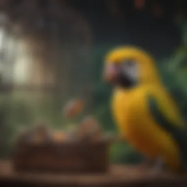 Environmental Enrichment for Birds Happy bird interacting with its environmental enrichment inside a cage