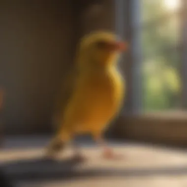 Canary in Sunlight A serene setting with a canary singing in a sunny room.