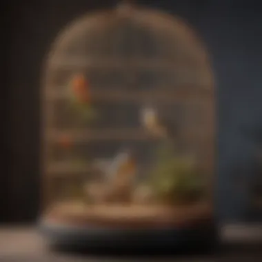 Beautifully Designed Bird Cage A spacious and beautifully designed bird cage filled with natural perches and toys.