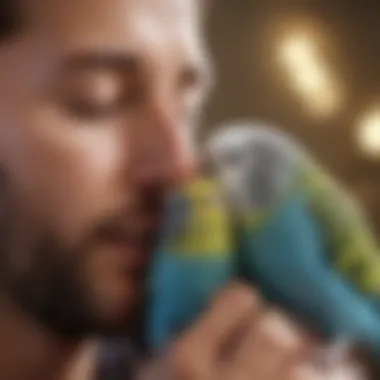 Budgie Snuggling with Owner A budgie snuggling with its owner, demonstrating close companionship
