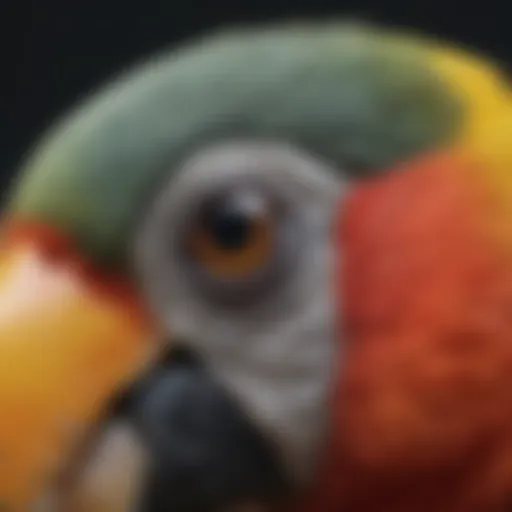 Close-up view of a parrot beak showcasing its unique structure and textures