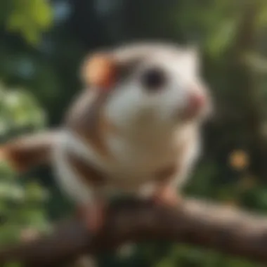 Close-Up of a Pet Glider's Gliding Membranes A close-up of a pet glider perched on a branch, showcasing its gliding membranes.