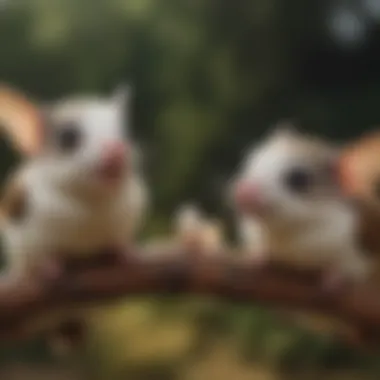 Pet Gliders Engaging in Social Interaction Two pet gliders interacting playfully, highlighting their social behavior.