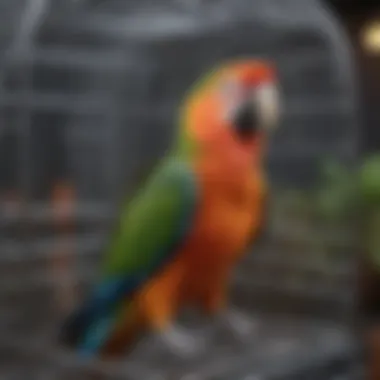 Enhancing Avian Habitats: Mobility in Cage Design A well-maintained parrot cage showcasing mobility features