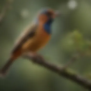 The Melodious Male: A Study of Avian Song A vibrant male songbird perched on a branch, singing melodiously
