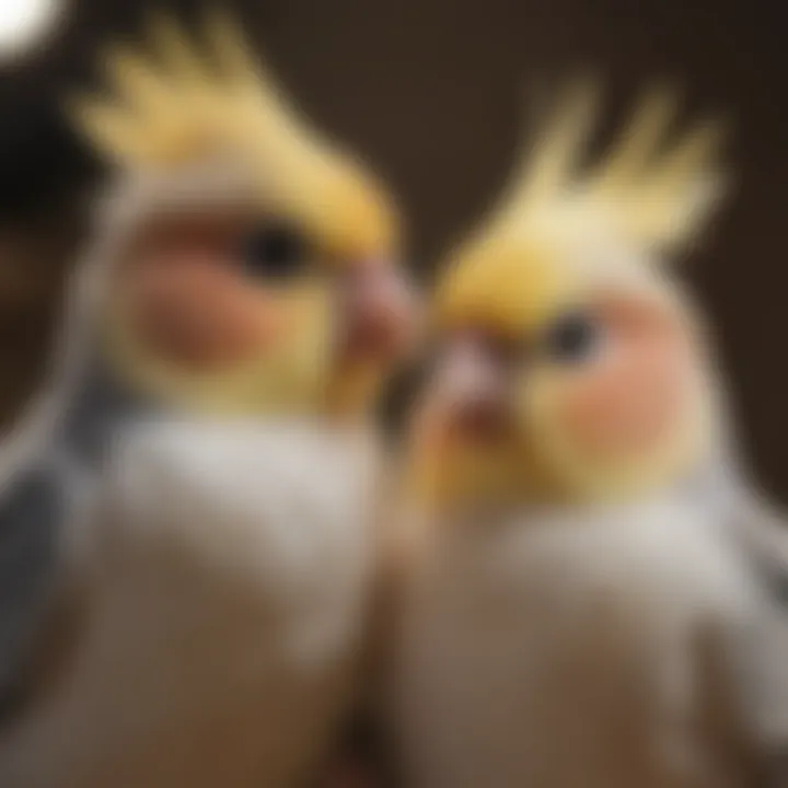 A loving cockatiel being gently held