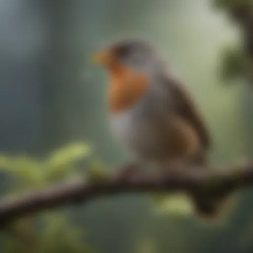 A close-up of a bird perched on a branch, singing its unique call.