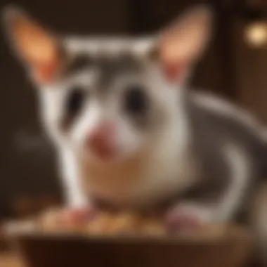 Sugar Glider Enjoying a Balanced Diet Sugar glider enjoying a balanced diet