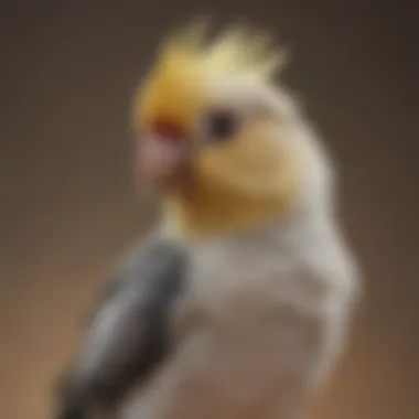 Companionship: The Cockatiel's Loyal Perch A cockatiel softly perched on a shoulder, illustrating companionship.