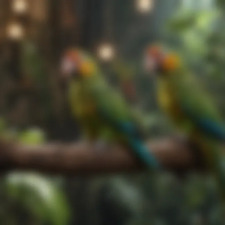 A well-maintained enclosure for Amazon parrots, highlighting proper care and environment