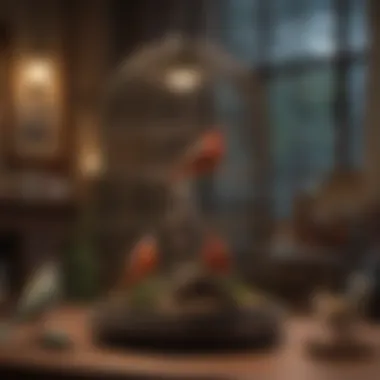 Creating the Ideal Habitat for Pet Birds A well-organized birdcage showcasing habitat setup