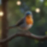 A pet bird perched quietly on a branch, showcasing inactivity.