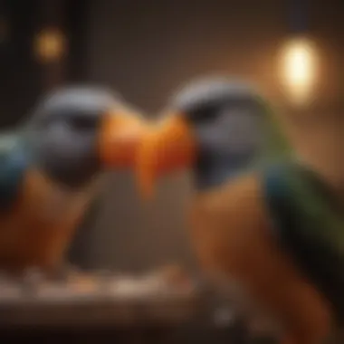 Bird engaging with a beak trimming toy