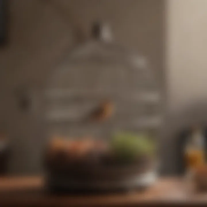 Proper arrangement of food bowls inside a birdcage