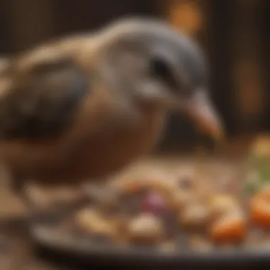 A close-up of a bird's nutrition and dietary offerings