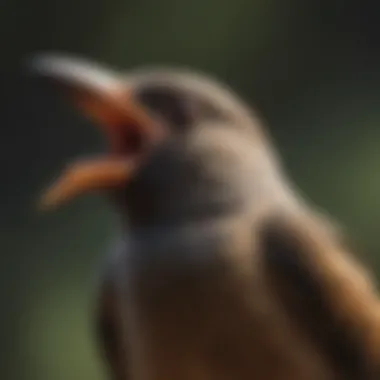 Vocalization Behavior of Birds A close-up of a bird displaying its vocalization behavior in a natural setting.