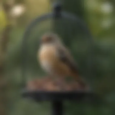 An illustrated guide showing proper placement of suet cages in a yard