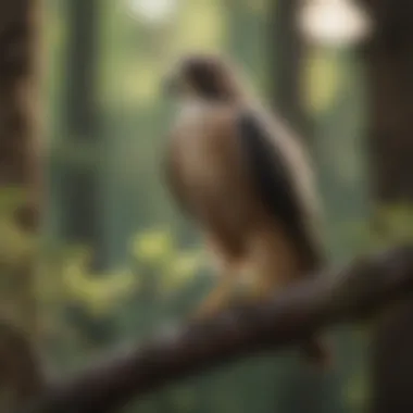 A falcon perched on a branch, scanning its surroundings with keen focus