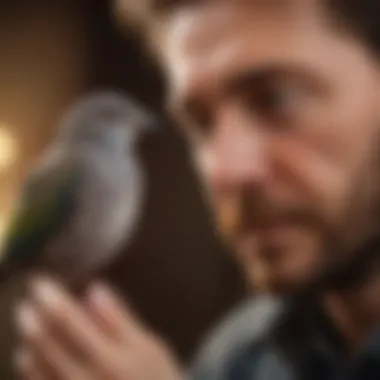 Owner and Bird Connection A serene moment between a bird and its owner
