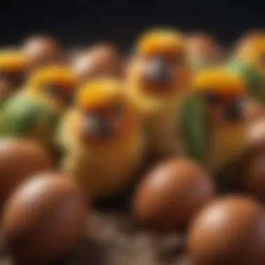 Healthy conure chicks hatching from eggs.