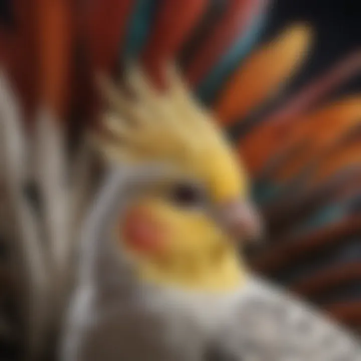 Close-up of a cockatiel with vibrant feathers