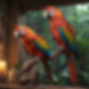 A cozy and safe macaw habitat, illustrating the importance of environment.