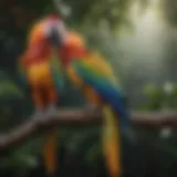 Vibrant macaw perched on a branch, showcasing its stunning feathers.