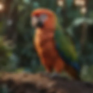Boing Behavior in Natural Context A parrot in a natural habitat exhibiting boing behavior.