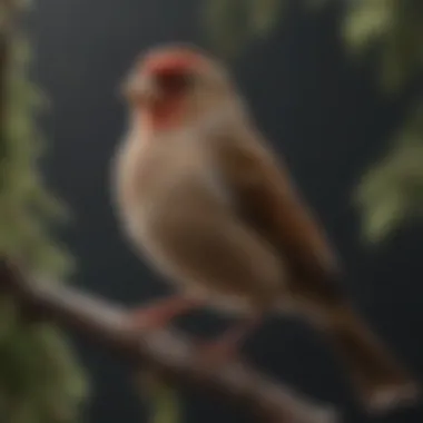 A close-up view of a finch perched gracefully on a branch, highlighting its intricate feather details.