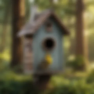 Innovative Birdhouse Design for Rescued Birds An illustration of a birdhouse designed for sheltering found birds.