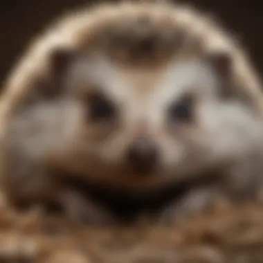 Close-up of a sick hedgehog displaying symptoms of illness