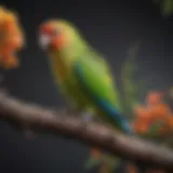 Colorful parakeet perched on a branch