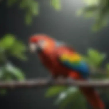 The Beauty of Pet Birds Colorful parrot perched on a branch