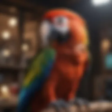 Healthy macaw receiving care