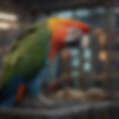 A well-designed macaw transport cage showcasing safety features