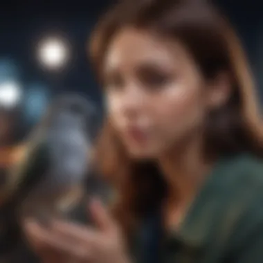 Understanding Your Pet Bird's Nocturnal Habits Bird owner observing her pet bird during nighttime