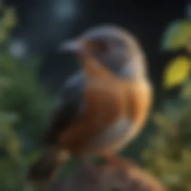 Nocturnal Vocalizations in Bird Species An illustration depicting various bird species known for their nighttime vocalizations