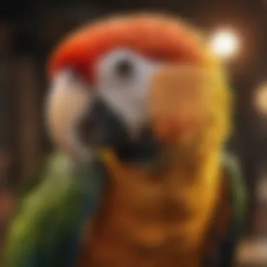 Close-up of a parrot enjoying a varied diet