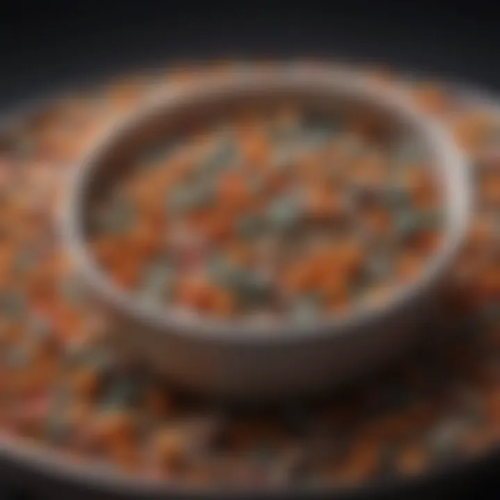 A variety of parrot pellets displayed in a bowl, showcasing their nutritional aspects