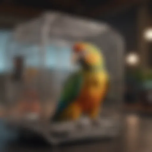 A beautifully designed parrot travel cage showcasing unique features for safety and comfort.