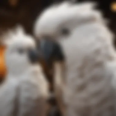 A bird owner gently training their cockatoo, highlighting the importance of patience and communication.