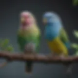 A vibrant budgerigar perched on a branch