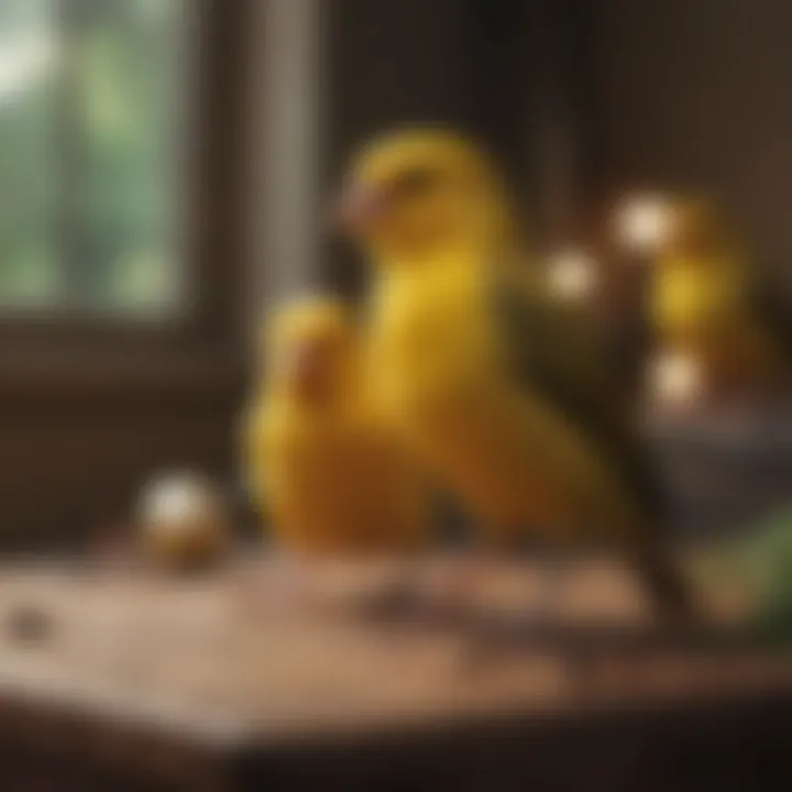 A serene canary singing in a cozy environment