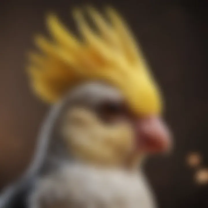 A majestic cockatiel displaying its crest