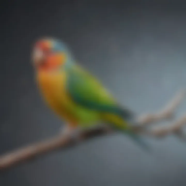 A colorful parakeet perched on a branch